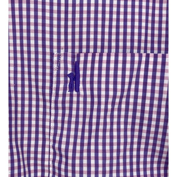 Johnnie O Long Sleeve Button Down Shirt Mens LARGE Purple Gingham Preppy - Picture 5 of 13